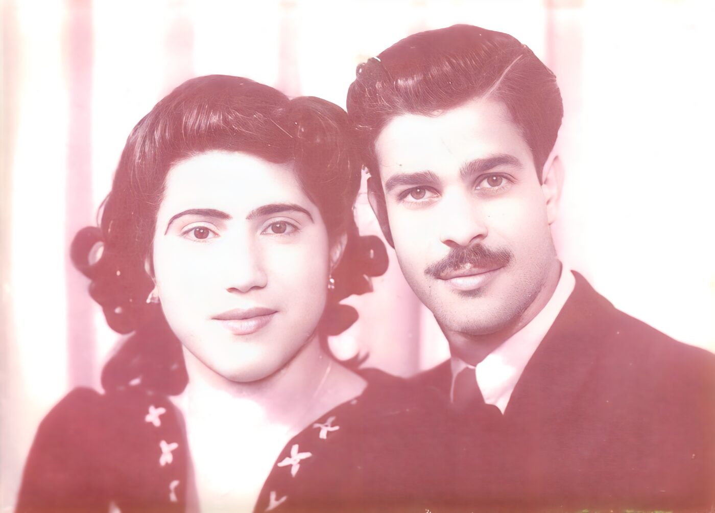 Studio portrait of Savta Shula and Saba Nissim as a young couple